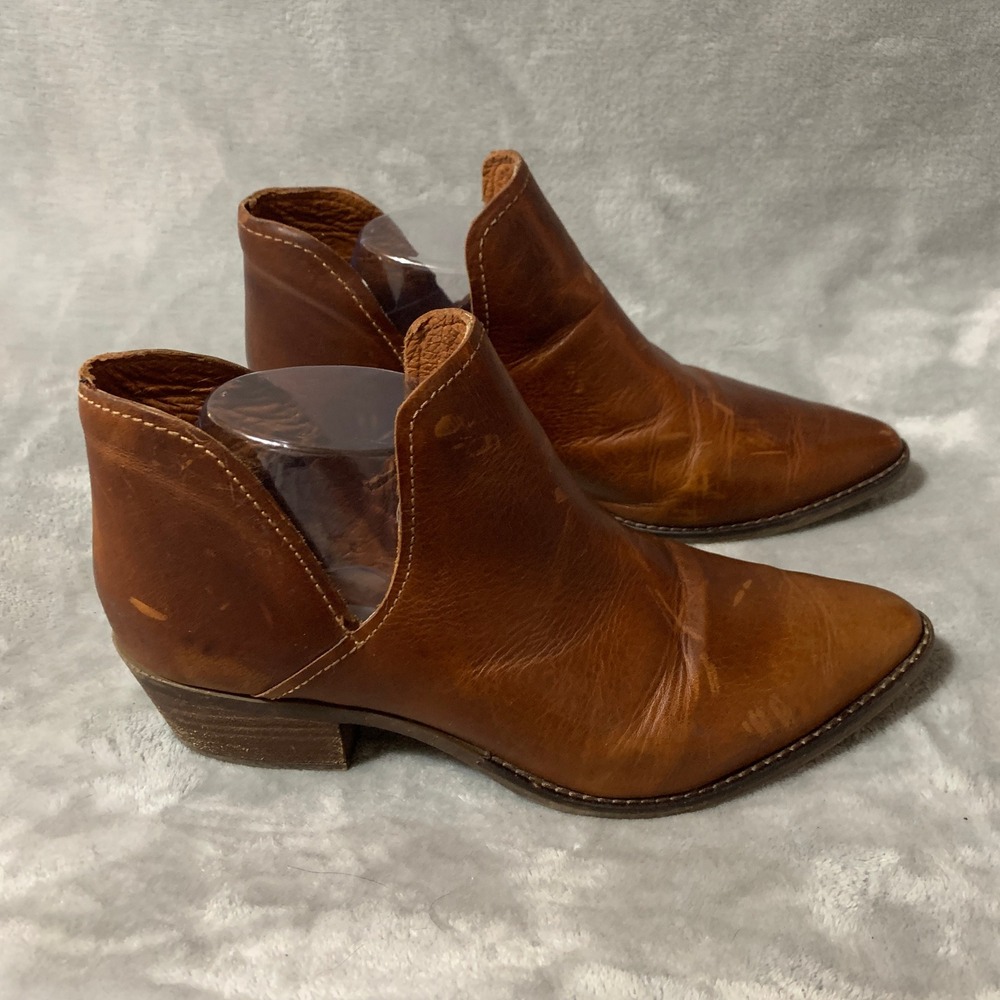 Steve Madden Austin Brown Leather V Cut Ankle Boots Women's Size 9.5 M Western - Picture 6 of 13